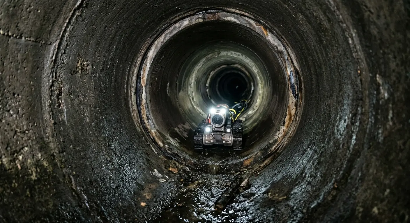 Robotic sewer camera inspecting pipe interior for Drain Snake Service in Contra Costa Centre